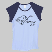#Fancy - Bella Women's Baby Rib Contrast Cap-Sleeve Raglan T-Shirt